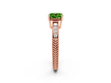 Rose gold Cushion Cut Peridot Engagement Ring with Milgrain Channel Set Band and Prong Setting_2