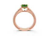 Rose gold Cushion Cut Peridot Engagement Ring with Milgrain Channel Set Band and Prong Setting_3