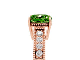 Rose gold Cushion Cut Peridot Engagement Ring with Milgrain Channel Set Band and Prong Setting_5
