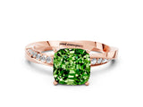 Rose gold Cushion Cut Peridot Engagement Ring with Side Stone Accents and Four-Prong Setting_24