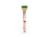 Rose gold Cushion Cut Peridot Engagement Ring with Side Stone Accents and Four-Prong Setting_26