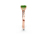Rose gold Cushion Cut Peridot Engagement Ring with Side Stone Accents and Four-Prong Setting_29