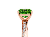 Rose gold Cushion Cut Peridot Engagement Ring with Side Stone Accents and Four-Prong Setting_32