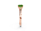 Rose gold Cushion Cut Peridot Engagement Ring with Side Stone Accents and Four-Prong Setting_86