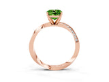 Rose gold Cushion Cut Peridot Engagement Ring with Side Stone Accents and Four-Prong Setting_87