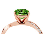 Rose gold Cushion Cut Peridot Engagement Ring with Side Stone Accents and Four-Prong Setting_88