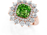 Rose gold Cushion Cut Peridot Floral Double Halo Engagement Ring with Prong Setting_61