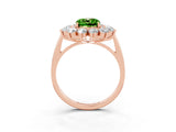 Rose gold Cushion Cut Peridot Floral Double Halo Engagement Ring with Prong Setting_63