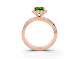 Rose gold Cushion Cut Peridot Halo Ring with Round Split Shank and Prong Setting_51