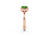 Rose gold Cushion Cut Peridot Halo Ring with Tapered Band and Four-Prong Setting_2