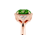 Rose gold Cushion Cut Peridot Halo Ring with Tapered Band and Four-Prong Setting_5