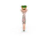 Rose gold Cushion Cut Peridot Halo Twist Band Solitaire Prong Setting Ring_2