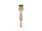 Rose gold Cushion Cut Peridot  Halo Twist Band Solitaire Prong Setting Ring_26