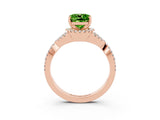 Rose gold Cushion Cut Peridot  Halo Twist Band Solitaire Prong Setting Ring_27