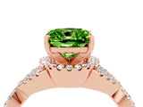 Rose gold Cushion Cut Peridot  Halo Twist Band Solitaire Prong Setting Ring_28