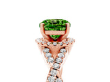 Rose gold Cushion Cut Peridot  Halo Twist Band Solitaire Prong Setting Ring_29