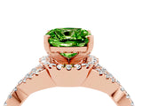 Rose gold Cushion Cut Peridot Halo Twist Band Solitaire Prong Setting Ring_4