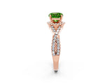 Rose gold Cushion Cut Peridot  Halo Twist Band Solitaire Prong Setting Ring_44