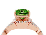 Rose gold Cushion Cut Peridot  Halo Twist Band Solitaire Prong Setting Ring_46