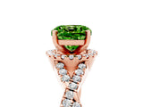 Rose gold Cushion Cut Peridot  Halo Twist Band Solitaire Prong Setting Ring_47