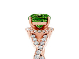 Rose gold Cushion Cut Peridot Halo Twist Band Solitaire Prong Setting Ring_5