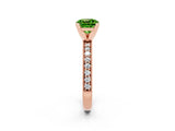 Rose gold Cushion Cut Peridot Milgrain Pavé Engagement Ring with Four-Prong Setting_14