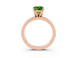 Rose gold Cushion Cut Peridot Milgrain Pavé Engagement Ring with Four-Prong Setting_15