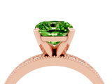 Rose gold Cushion Cut Peridot Milgrain Pavé Engagement Ring with Four-Prong Setting_16