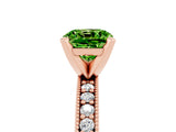 Rose gold Cushion Cut Peridot Milgrain Pavé Engagement Ring with Four-Prong Setting_17