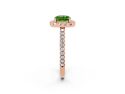 Rose gold Cushion Cut Peridot Pavé Halo Ring with Four-Prong Setting_14