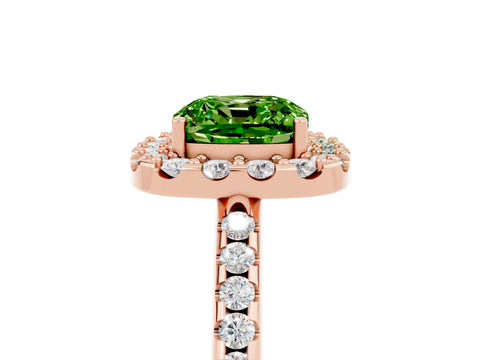 Rose gold Cushion Cut Peridot Pavé Halo Ring with Four-Prong Setting_17