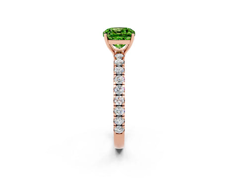 Rose gold Cushion Cut Peridot Pavé Solitaire Engagement Ring with Four-Prong Setting_14