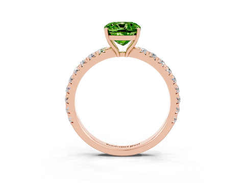 Rose gold Cushion Cut Peridot Pavé Solitaire Engagement Ring with Four-Prong Setting_15