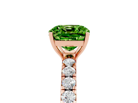 Rose gold Cushion Cut Peridot Pavé Solitaire Engagement Ring with Four-Prong Setting_17