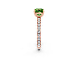 Rose gold Cushion Cut Peridot Pavé Solitaire Ring with Round Band and Prong Setting_26