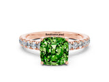 Rose gold Cushion Cut Peridot Pave Band Solitaire Ring with Four-Prong Setting_24