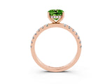 Rose gold Cushion Cut Peridot Pave Band Solitaire Ring with Four-Prong Setting_27
