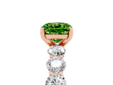 Rose gold Cushion Cut Peridot Prong Setting with Side Stones on a Pave Band_5