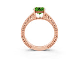 Rose gold Cushion Cut Peridot Ring with Milgrain Pavé Band and Four-Prong Setting_15