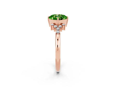 Rose gold Cushion Cut Peridot Ring with Side Stones and Four-Prong Setting_38