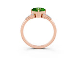 Rose gold Cushion Cut Peridot Ring with Side Stones and Four-Prong Setting_39