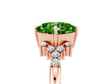 Rose gold Cushion Cut Peridot Ring with Side Stones and Four-Prong Setting_41