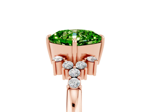 Rose gold Cushion Cut Peridot Ring with Side Stones and Four-Prong Setting_41