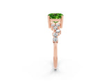 Rose gold Cushion Cut Peridot Scattered Round Accent Ring with Prong Setting_26