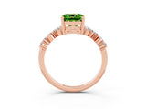 Rose gold Cushion Cut Peridot Scattered Round Accent Ring with Prong Setting_27