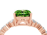 Rose gold Cushion Cut Peridot Scattered Round Accent Ring with Prong Setting_28