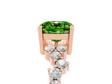 Rose gold Cushion Cut Peridot Scattered Round Accent Ring with Prong Setting_29