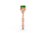 Rose gold Cushion Cut Peridot Solitaire Celtic Knot Ring with Four-Prong Setting_14