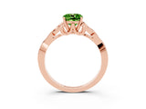 Rose gold Cushion Cut Peridot Solitaire Celtic Knot Ring with Four-Prong Setting_15