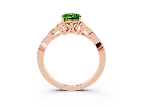 Rose gold Cushion Cut Peridot Solitaire Celtic Knot Ring with Four-Prong Setting_15